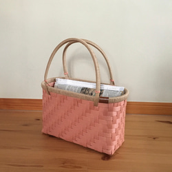 買い物かごꕤ  (サーモンピンク)  マルシェかご　かごバッグ　エコバッグ　かご　ピンク　 3枚目の画像