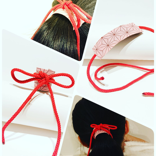 麻の葉 紐 ワイヤーポニー 風 巻き巻き ヘアアクセサリー 雑貨・その他  