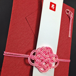 Money Gift Envelop KAWARI-HANA-AWAJI-MUSUBI Pink×Madder Red 第3張的照片