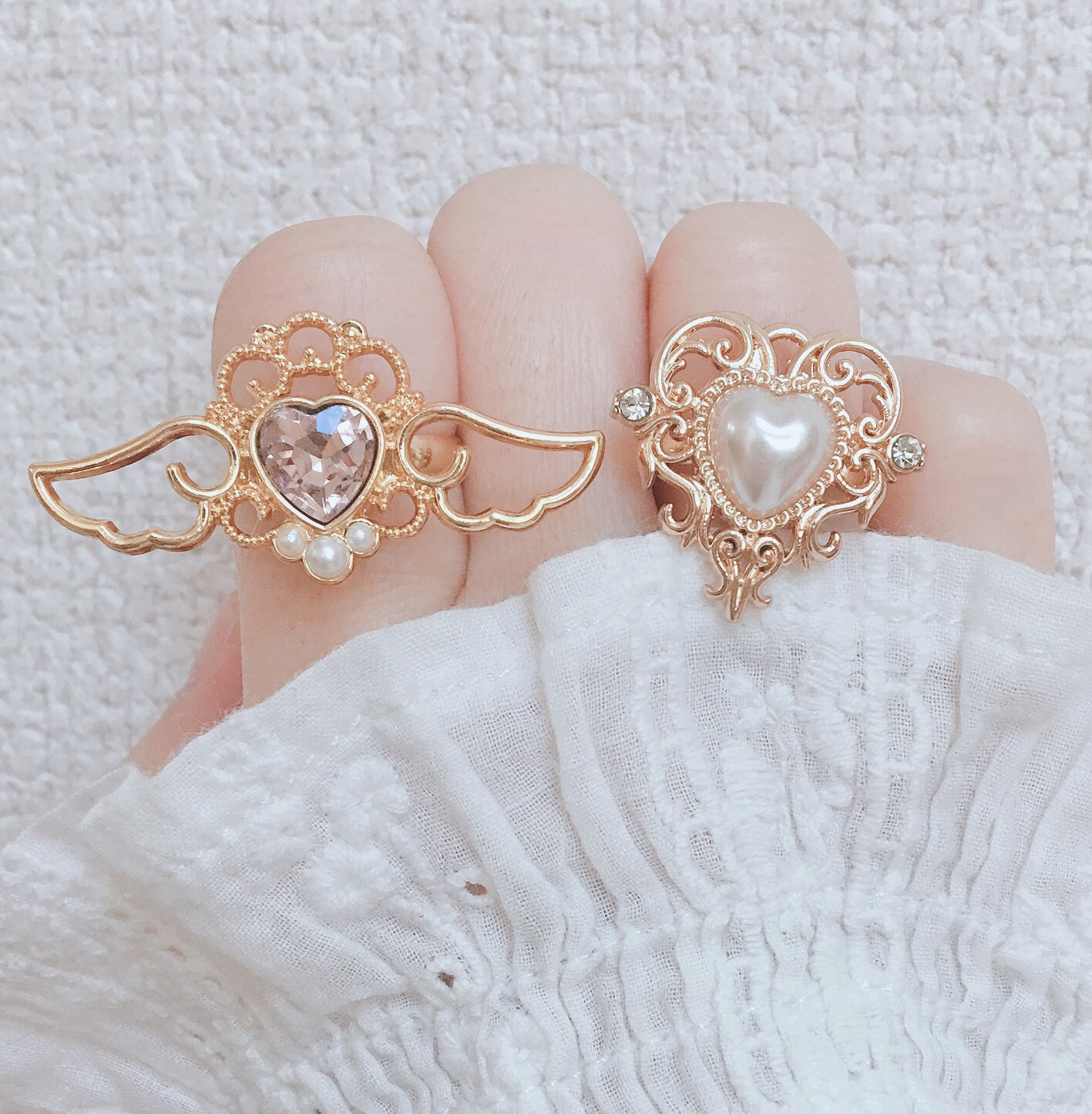 Timeless Pearly ハート 指輪 クリスタル ビジュー ボール Timeless Pearly ハート 指輪 クリスタル ビジュー ボール