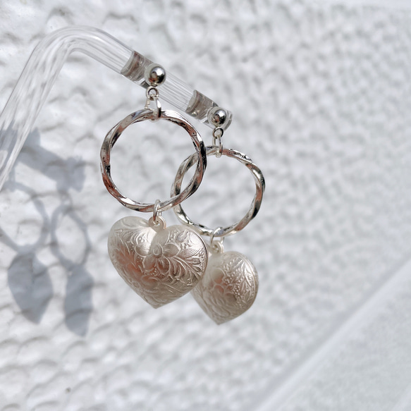 S    アンティーク　ハート　ピアス　イヤリング 1枚目の画像
