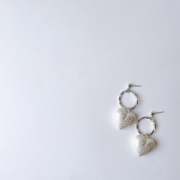 S    アンティーク　ハート　ピアス　イヤリング 2枚目の画像