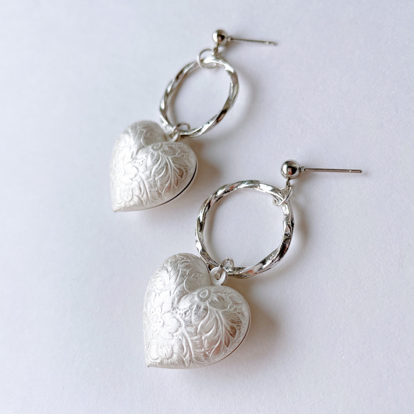 S    アンティーク　ハート　ピアス　イヤリング 3枚目の画像