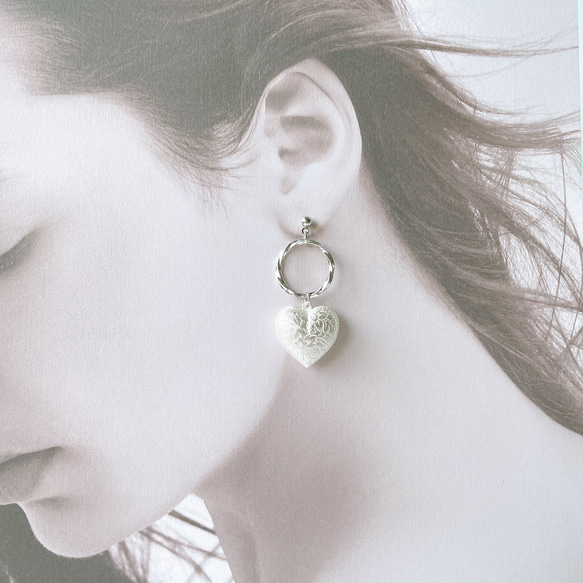 S    アンティーク　ハート　ピアス　イヤリング 5枚目の画像