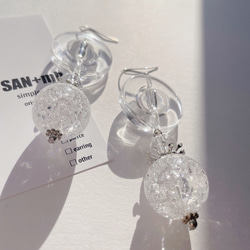 S147    再販♡    クリア　クラック　シルバー　メタル　サークル　ボール　個性派　ピアス　イヤリング 4枚目の画像