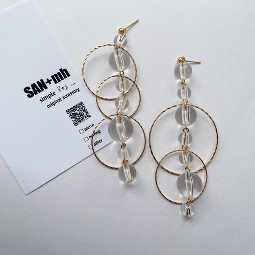 再販＊ S クリア 7連 ボール ビッグ フープ アシンメトリー ピアス 