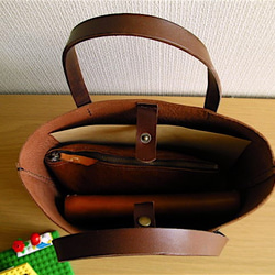 牛革　チョコブラウン　バッグ（S）※ポケット無し 4枚目の画像