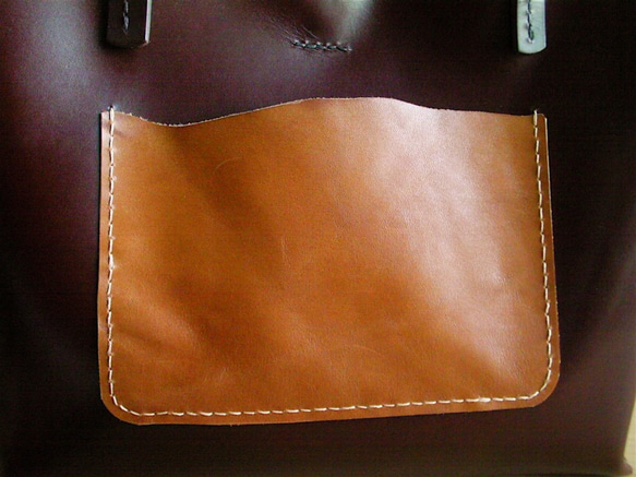 【ご予約商品】牛革　チョコブラウン　トートバッグ（M）　底板付き　 2枚目の画像
