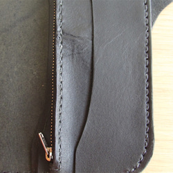 ロングウォレット　黒　長財布　二十銭コンチョ メンズ　レザー　ハンドメイド　総手縫い　 6枚目の画像