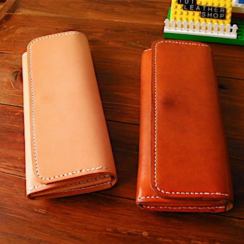 ヌメ革 ロングウォレット 長財布 レザー ハンドメイド 総手縫い