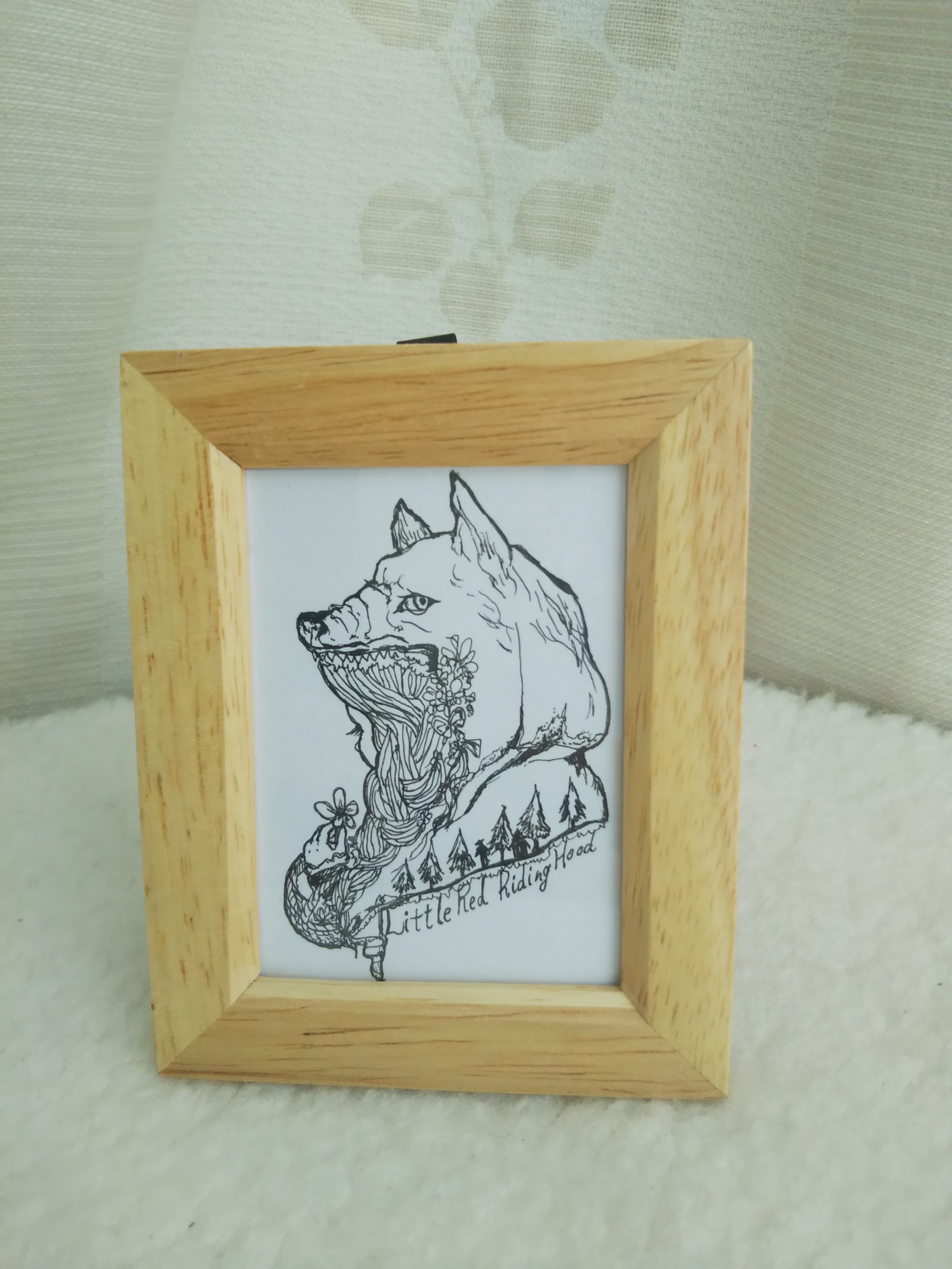油絵 赤ずきんと狼 原画 オリジナル 手描き