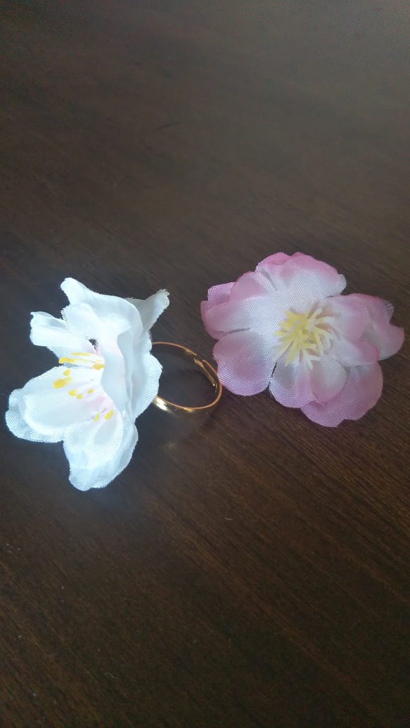 桜の指輪とヘアピンのセット 1枚目の画像