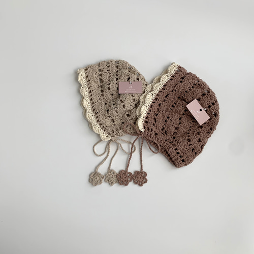 受注製作】コットンレースボンネット 帽子(ベビー・キッズ) jasmine  