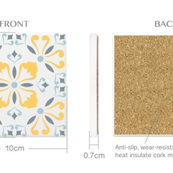 【4点セット】吸水性 珪藻土 コースター 花のタイル ファッション家の装飾 正方形の断熱マットプレースマット 7枚目の画像