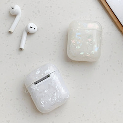 AirPods ケース エアポッヅ 第 1 ＆ 2世代 3色 ホワイト パール ワイヤレスイヤホンケース 3枚目の画像