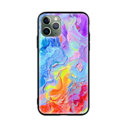 全機種対応 スマホケース鮮やかな青と紫の抽象的な油絵 iPhone13 12 Pro Max X XS Galaxy対応 2枚目の画像