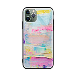全機種対応 スマホケース 黄色と紫の抽象的な油絵 iPhone 13 12 Pro Max X XS Galaxy 対応 2枚目の画像