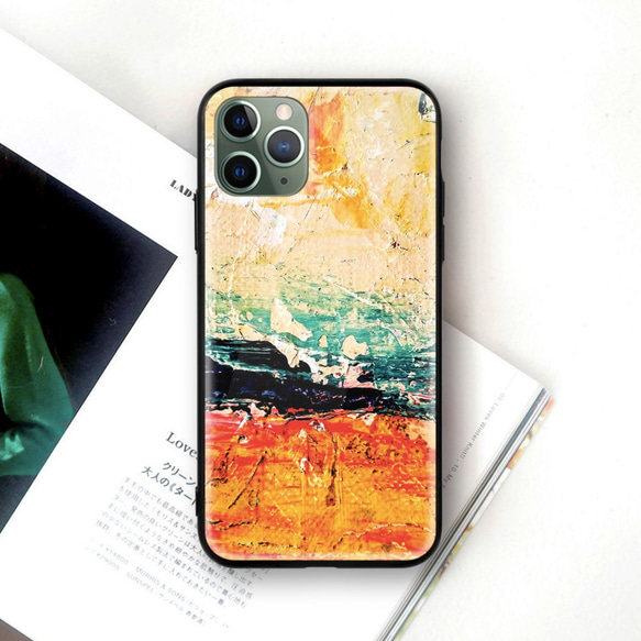 兼容所有型號智能手機外殼橙色和黃色抽象油畫 iPhone 13 12 Pro Max X XS Galaxy 第1張的照片