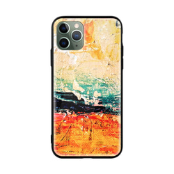 全機種対応 スマホケース オレンジと黄色の抽象的な油絵 iPhone 13 12 Pro Max X XS Galaxy 2枚目の画像
