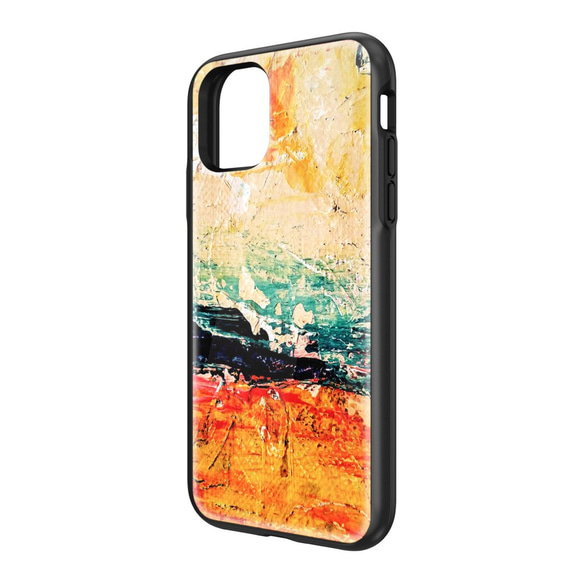 全機種対応 スマホケース オレンジと黄色の抽象的な油絵 iPhone 13 12 Pro Max X XS Galaxy 3枚目の画像