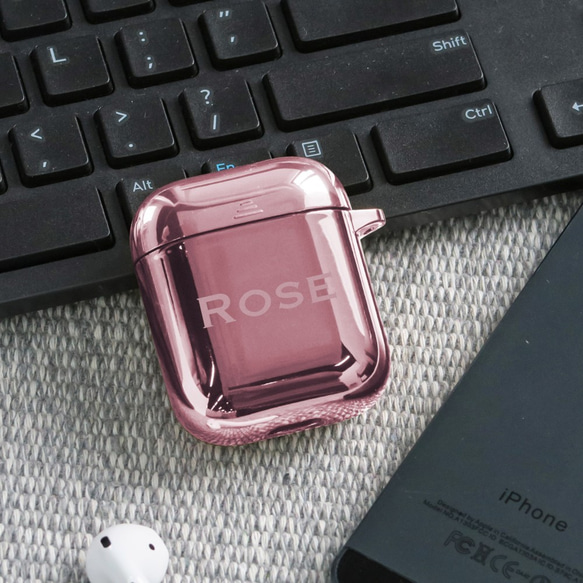 AirPods ケース エアポッヅ 第 1 & 2 世代 7色 メタリックピンク