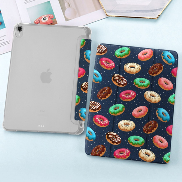 iPadPro/ Air/ mini 深藍色冬甩甜甜圈磨砂透明iPad平板保護套 第3張的照片