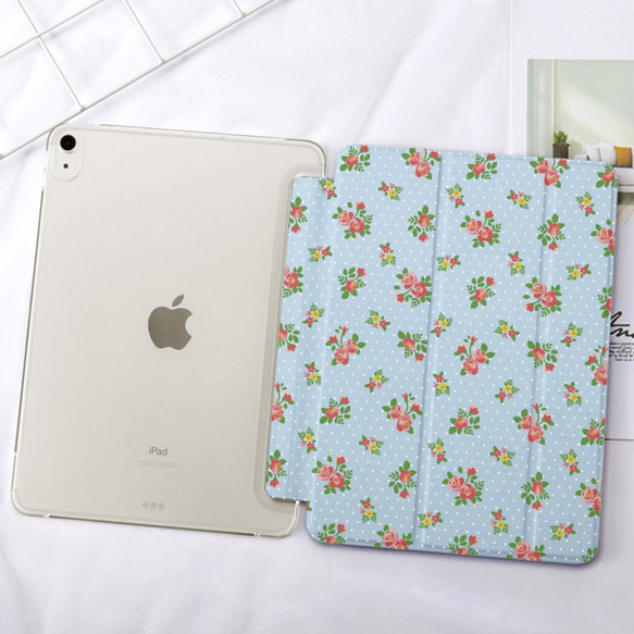 iPad Pro / Air/ mini 粉藍色碎花磨砂透明iPad平板保護套 第2張的照片