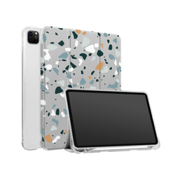 iPad Pro / Air/ mini淺灰色水磨石圖案磨砂透明iPad平板保護套 第4張的照片