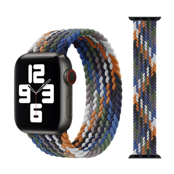 Apple Watch第7世代互換 アップルウォッチバンドマルチカラー 弾性カモフラージュ 編み込みベルト 交換用ベルト