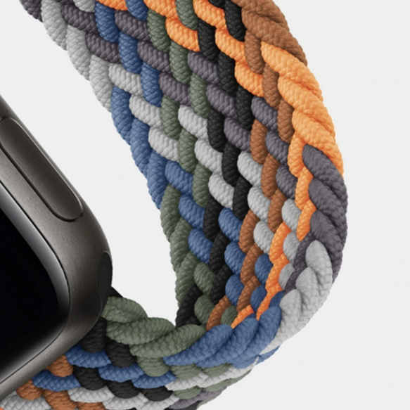 Apple Watch 第7世代互換 アップルウォッチ バンド オレンジエラスティック 編み込みベルト 交換用ベルト 4枚目の画像