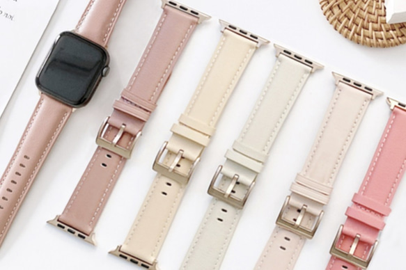 Apple Watch Apple Watch 錶帶 Pastel Mint Pastel Pink 皮革錶帶更換錶帶 第6張的照片