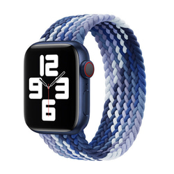 Apple Watch 第 7 代兼容 Apple Watch 錶帶漸變藍色彈性迷彩編織帶 第1張的照片