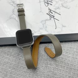 Apple Watch アップルウォッチ バンド 6色 赤 茶色 黒 青 白い 灰褐色 ダブルリング本革ストラップ 5枚目の画像