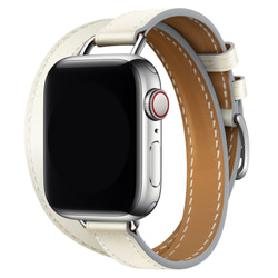 Apple Watch アップルウォッチ バンド 6色 赤 茶色 黒 青 白い 灰褐色 ダブルリング本革ストラップ 8枚目の画像