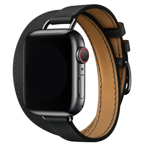 Apple Watch アップルウォッチ バンド 6色 赤 茶色 黒 青 白い 灰褐色 ダブルリング本革ストラップ 10枚目の画像