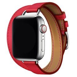 Apple Watch アップルウォッチ バンド 6色 赤 茶色 黒 青 白い 灰褐色 ダブルリング本革ストラップ 11枚目の画像