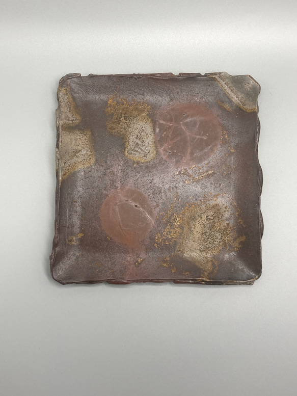 備前焼　角皿　桟切（さんぎり）　紙箱入り 