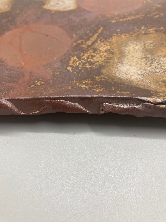 備前焼　角皿　桟切（さんぎり）　紙箱入り 