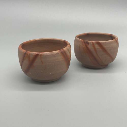 備前焼 丸湯呑2客 緋襷 紙箱入り 湯呑み 興楽園 通販 10675257｜Creema(