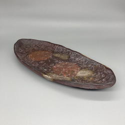 備前焼　楕円皿　桟切　紙箱入り 1枚目の画像