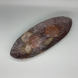 備前焼　楕円皿　桟切　紙箱入り 3枚目の画像