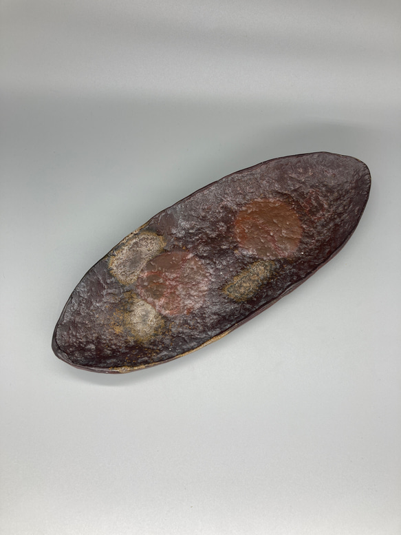 備前焼　楕円皿　桟切　紙箱入り 3枚目の画像