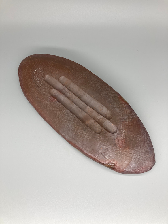 備前焼　楕円皿　桟切　紙箱入り 4枚目の画像