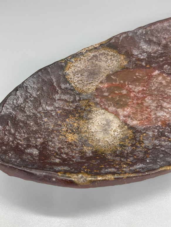 備前焼　楕円皿　桟切　紙箱入り 6枚目の画像