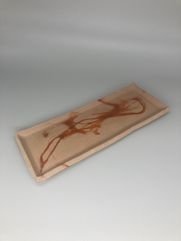 備前焼　長方皿　緋襷　紙箱入り 1枚目の画像