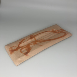 備前焼　長方皿　緋襷　紙箱入り 2枚目の画像