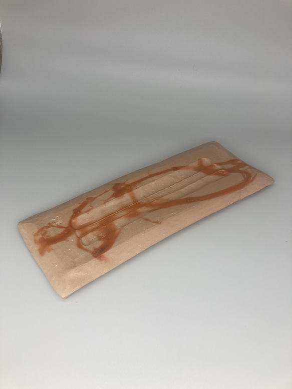 備前焼　長方皿　緋襷　紙箱入り 2枚目の画像