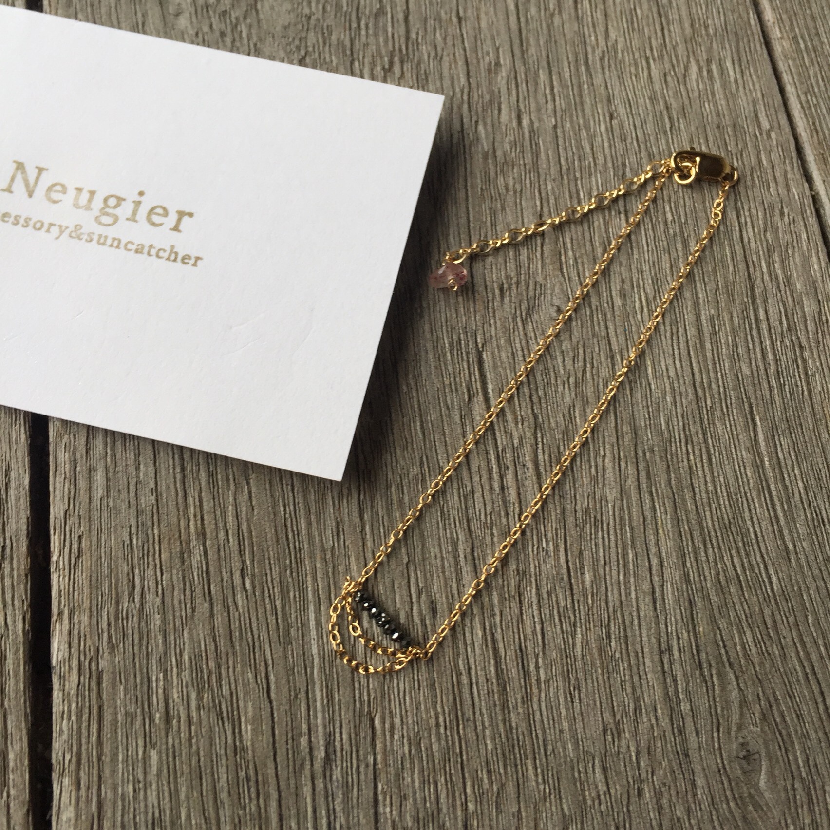 送料無料　Neugier 14kgf ブレスレット ブラックダイヤモンド