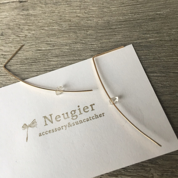 Neugier Drops Shine 14kgf Herkimer 鑽石耳環 第2張的照片