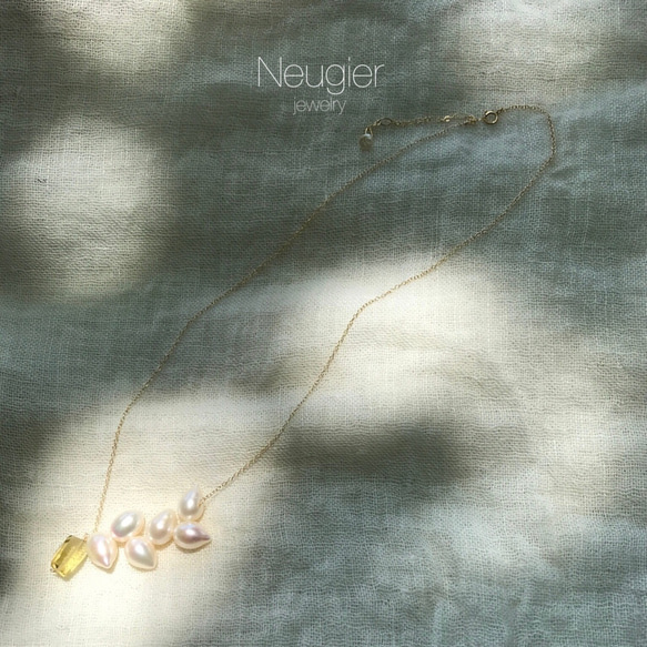 【限時免運費】Neugier K14gf Laurel淡水珍珠和香檳石英項鍊 第1張的照片